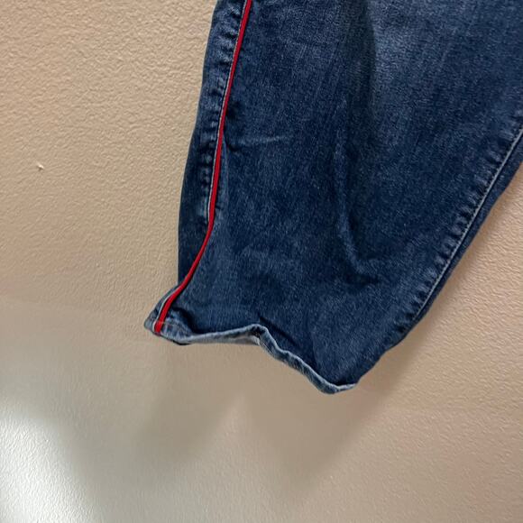 Levi's Mile High Cropped Wide Leg Denim Jeans Size 30 Dark Wash Red Stripe - Picture 5 of 11